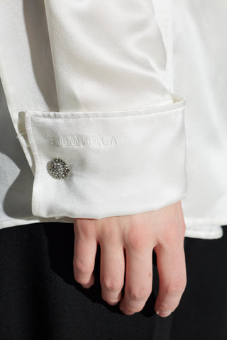 Balenciaga WHITE Satin shirt with belt 5