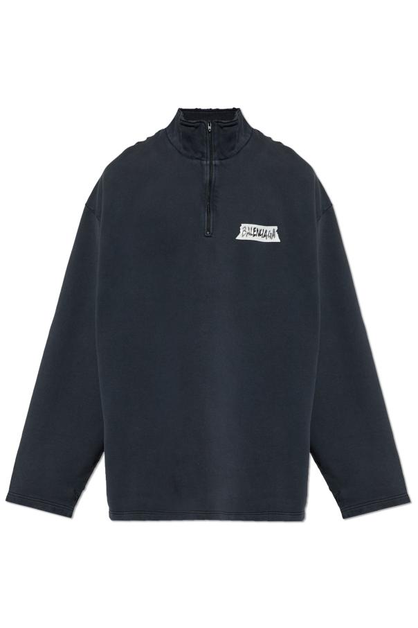 Balenciaga BLACK Sweatshirt with stand-up collar 1