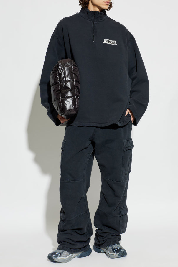 Balenciaga BLACK Sweatshirt with stand-up collar 2