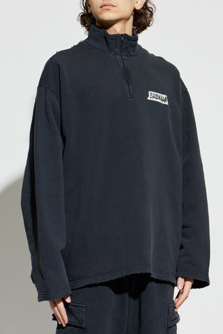 Balenciaga BLACK Sweatshirt with stand-up collar 3
