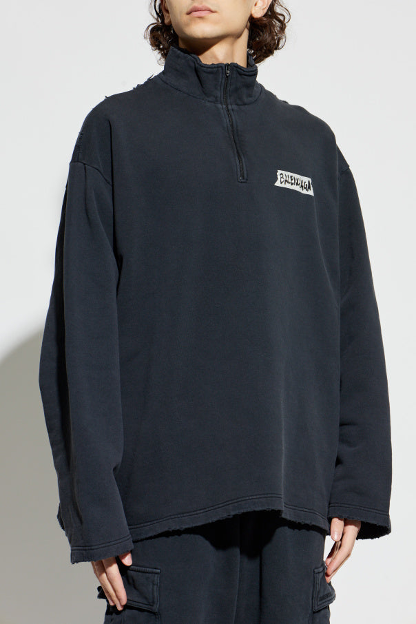 Balenciaga BLACK Sweatshirt with stand-up collar 3