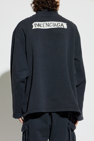 Balenciaga BLACK Sweatshirt with stand-up collar 4
