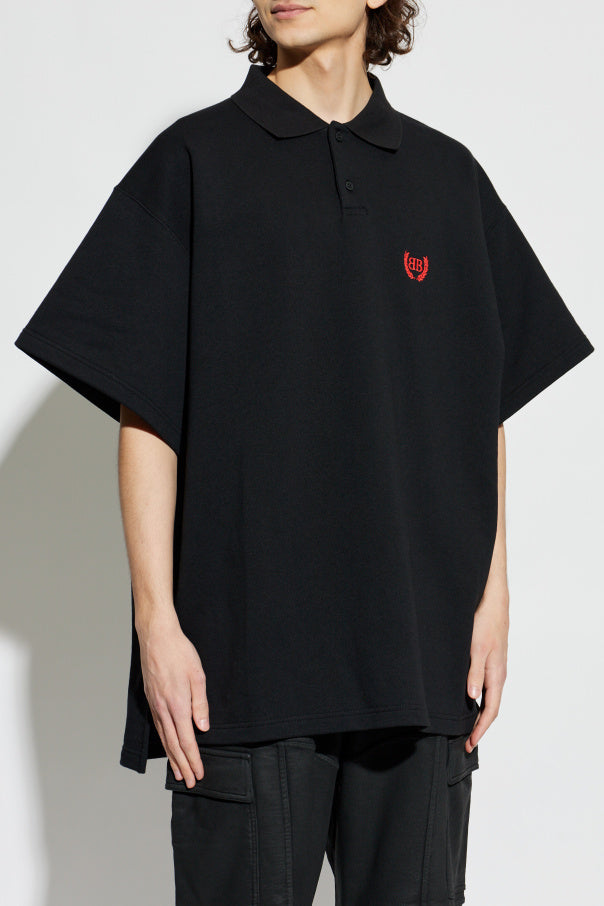 Balenciaga BLACK Polo with embroidered logo 3