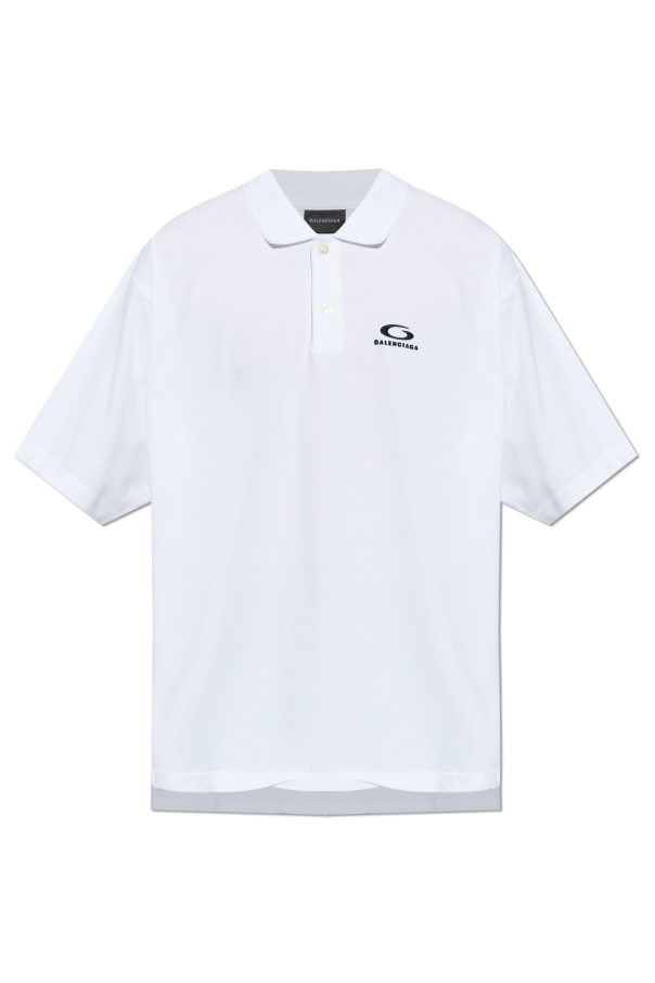 Balenciaga WHITE Polo with embroidered logo 1