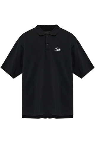Balenciaga BLACK Polo with embroidered logo 1