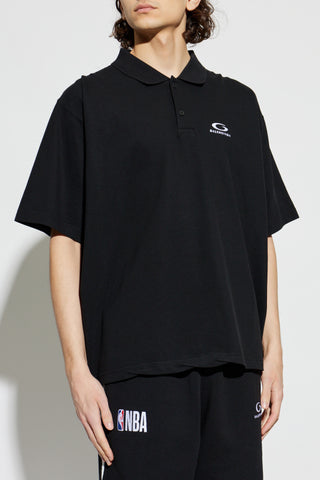 Balenciaga BLACK Polo with embroidered logo 3