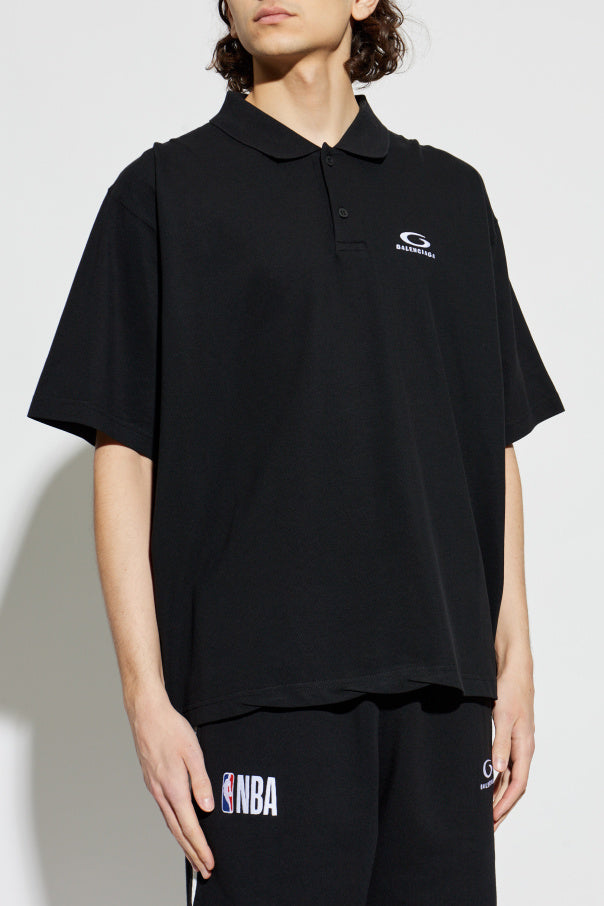 Balenciaga BLACK Polo with embroidered logo 3