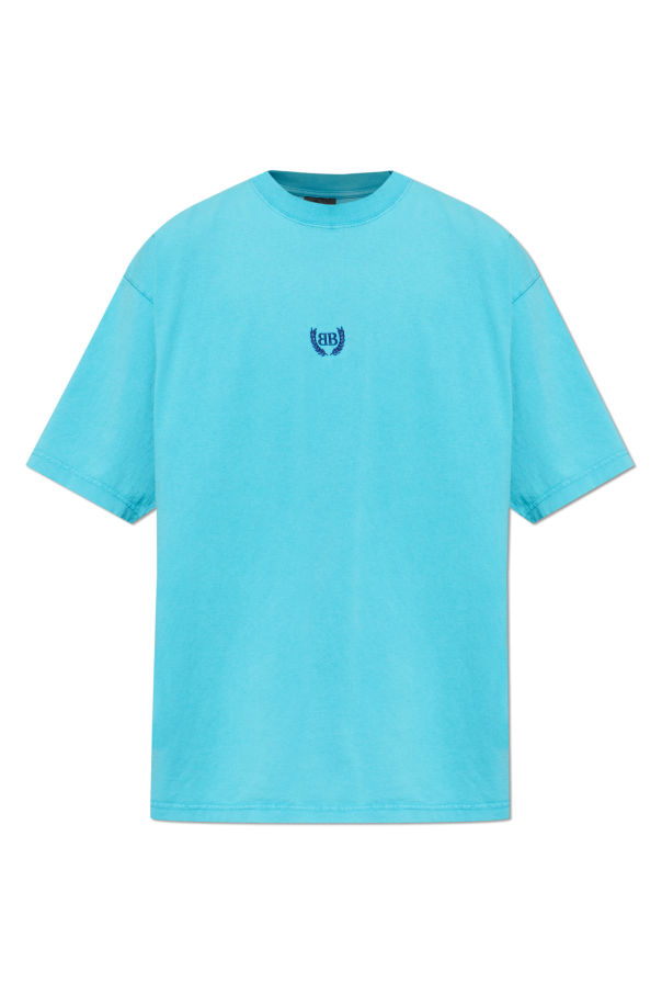 Balenciaga BLUE T-shirt with embroidered logo 1