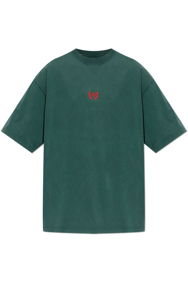 Balenciaga GREEN T-shirt with embroidered logo 1