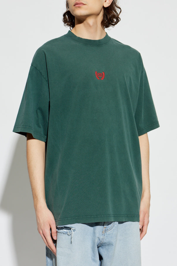 Balenciaga GREEN T-shirt with embroidered logo 3