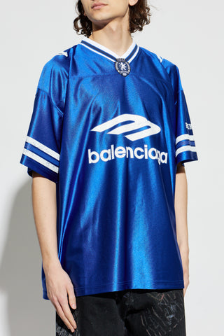 Balenciaga BLUE V-neck T-shirt 3
