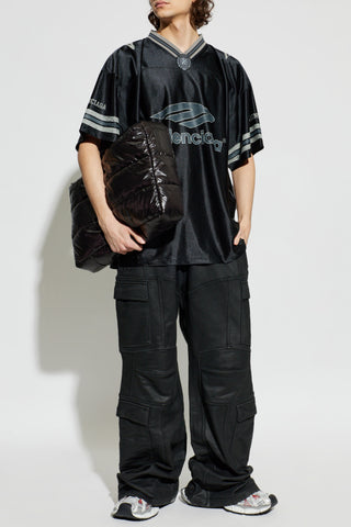 Balenciaga BLACK V-neck T-shirt 2