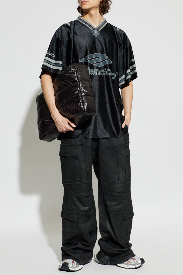 Balenciaga BLACK V-neck T-shirt 2