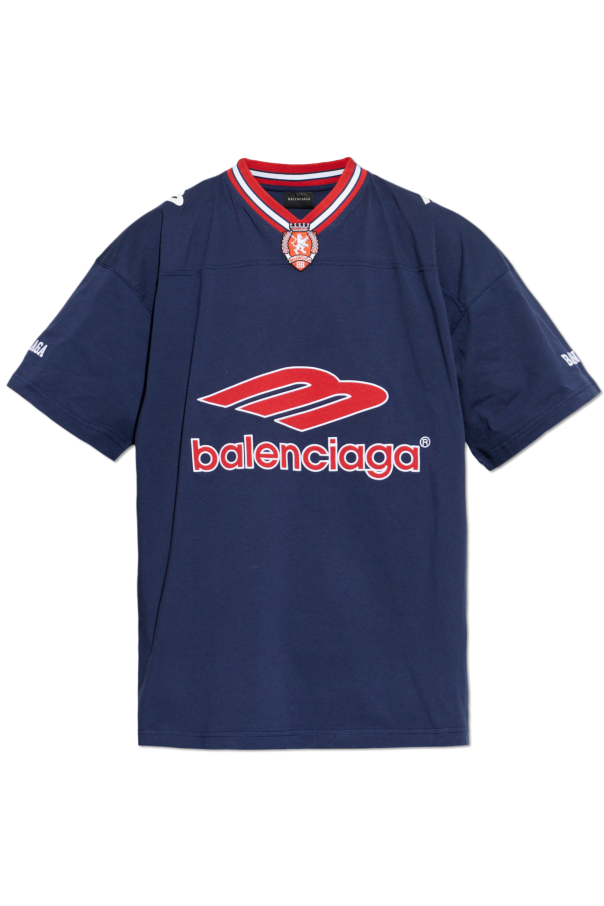 Balenciaga NAVY BLUE T-shirt with logo 1