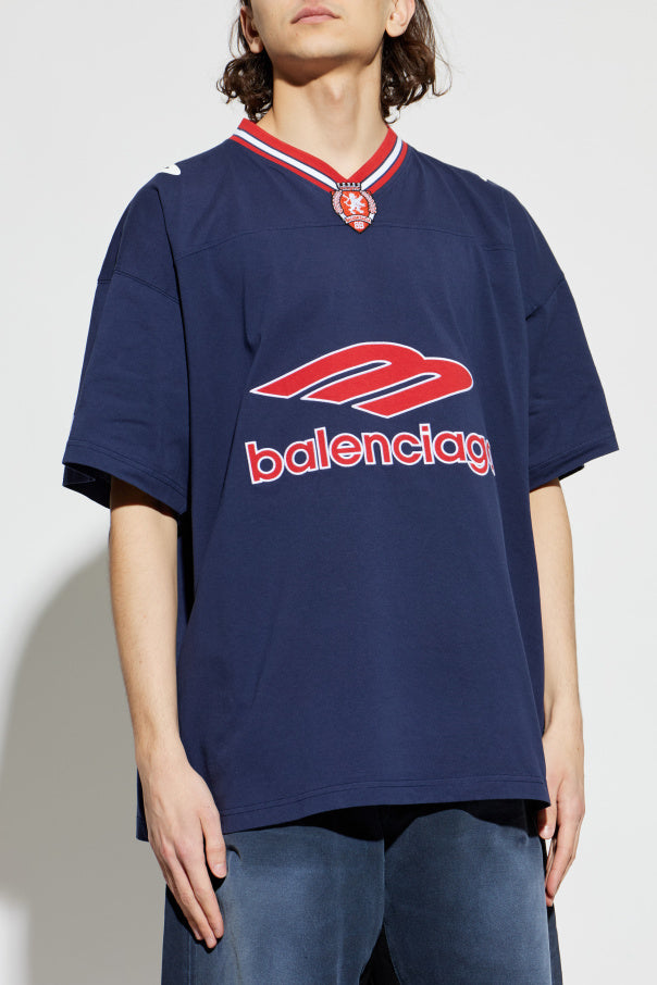 Balenciaga NAVY BLUE T-shirt with logo 3