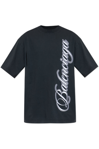 Balenciaga BLACK T-shirt with embroidered logo 1