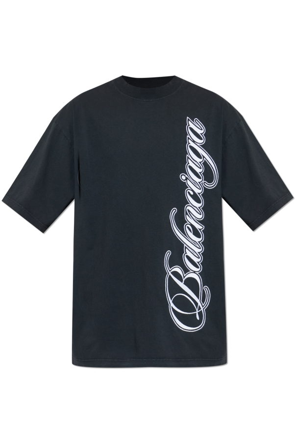 Balenciaga BLACK T-shirt with embroidered logo 1