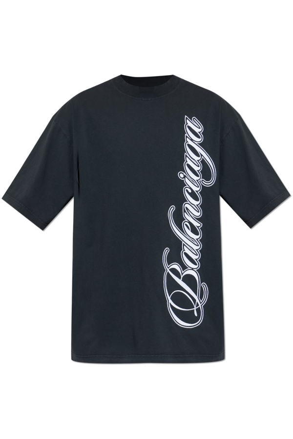 Balenciaga BLACK T-shirt with embroidered logo 1