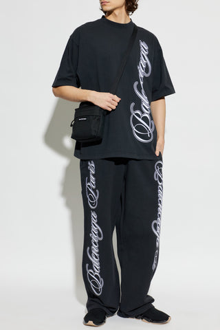 Balenciaga BLACK T-shirt with embroidered logo 2