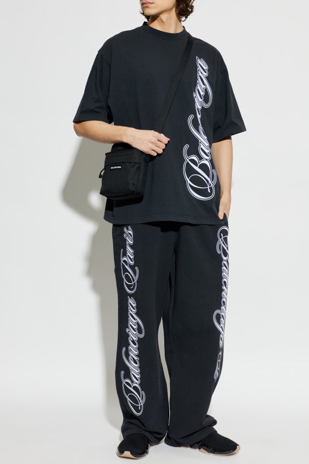 Balenciaga BLACK T-shirt with embroidered logo 2