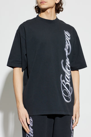 Balenciaga BLACK T-shirt with embroidered logo 3