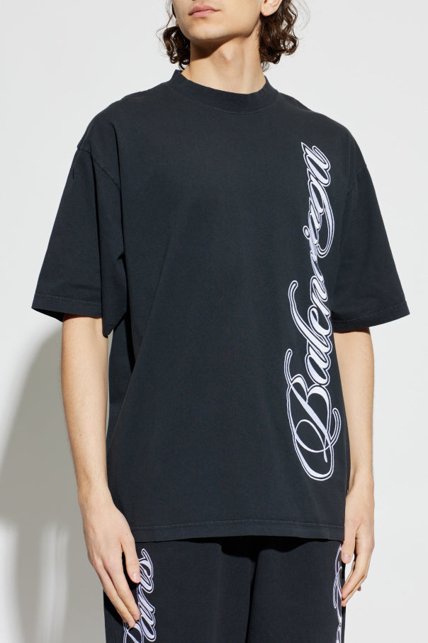 Balenciaga BLACK T-shirt with embroidered logo 3