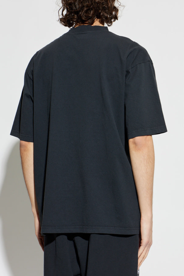 Balenciaga BLACK T-shirt with embroidered logo 4