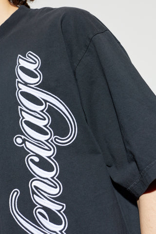 Balenciaga BLACK T-shirt with embroidered logo 5