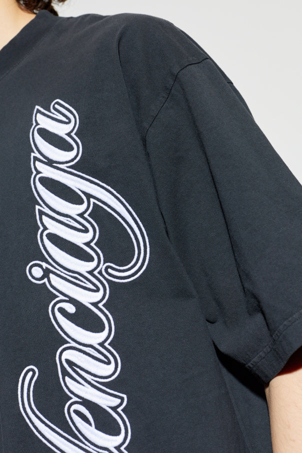 Balenciaga BLACK T-shirt with embroidered logo 5