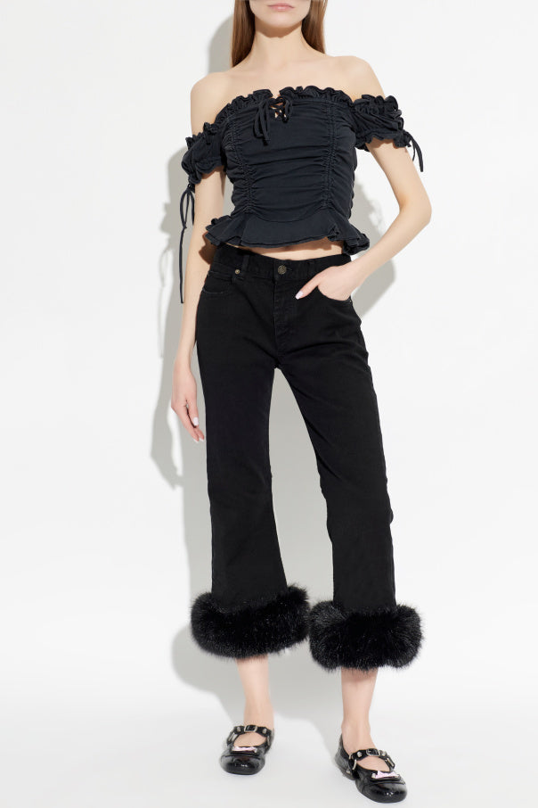 Balenciaga BLACK Jeans with faux fur 2