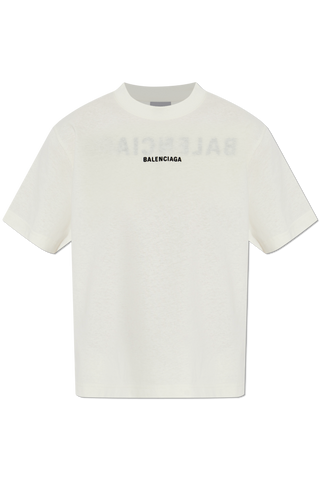 Balenciaga cream T-shirt with embroidered logo 1