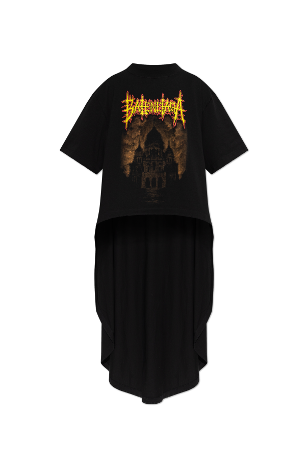 Balenciaga BLACK Asymmetrical cut T-shirt 1