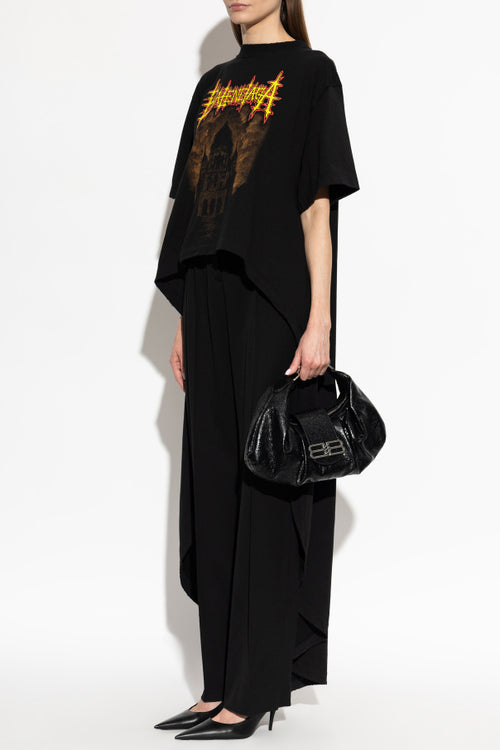 Balenciaga BLACK Asymmetrical cut T-shirt 2