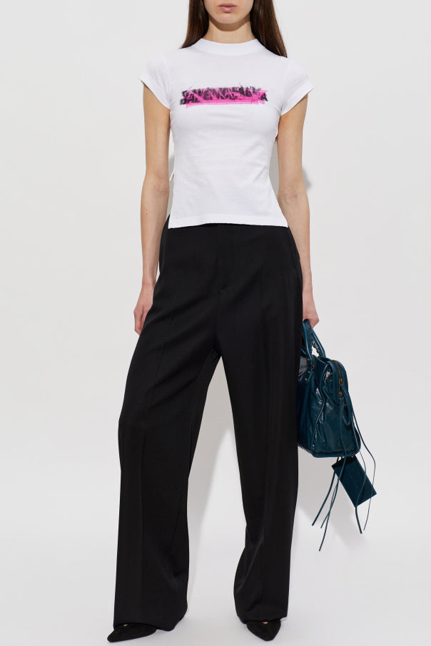 Balenciaga WHITE Asymmetrical cut T-shirt 2