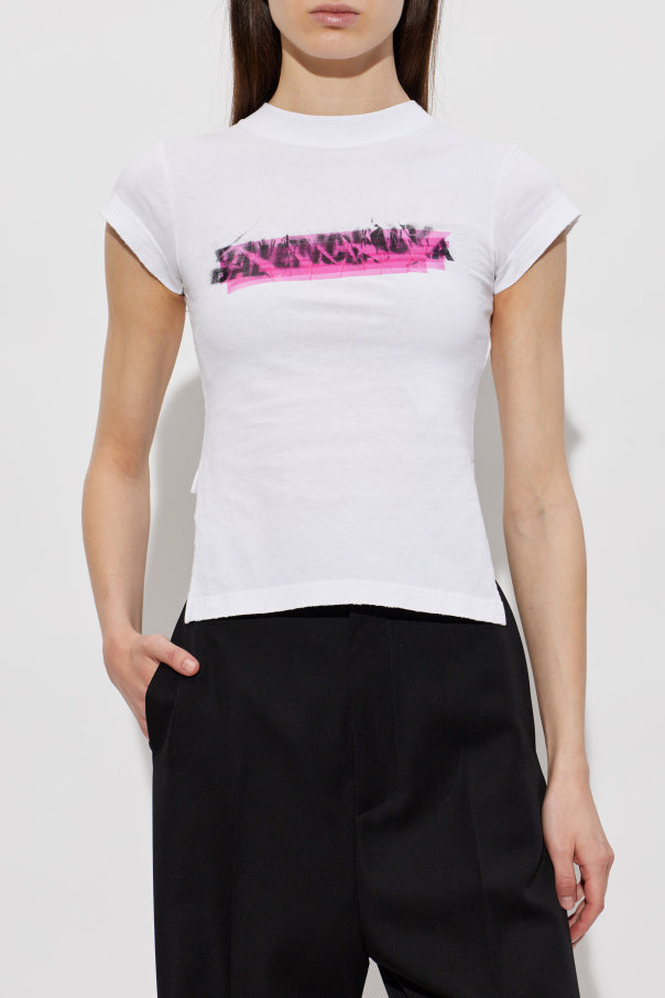 Balenciaga WHITE Asymmetrical cut T-shirt 3