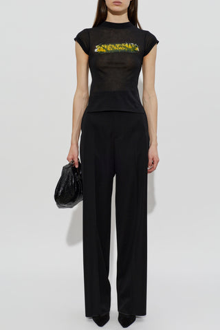 Balenciaga BLACK Asymmetrical cut T-shirt 2