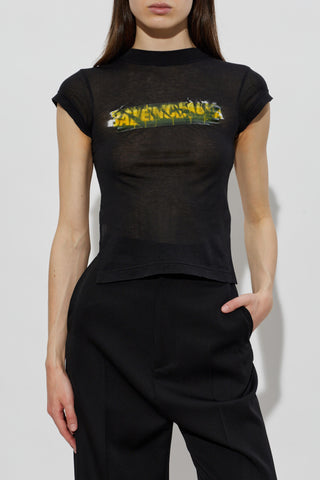 Balenciaga BLACK Asymmetrical cut T-shirt 3