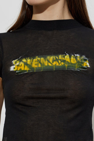 Balenciaga BLACK Asymmetrical cut T-shirt 5