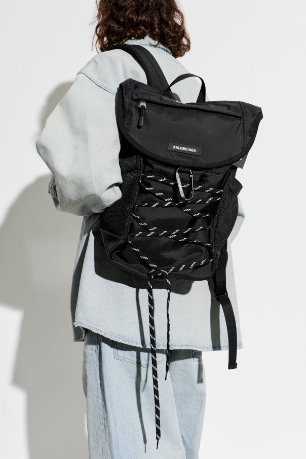 Balenciaga BLACK Backpack with logo 2