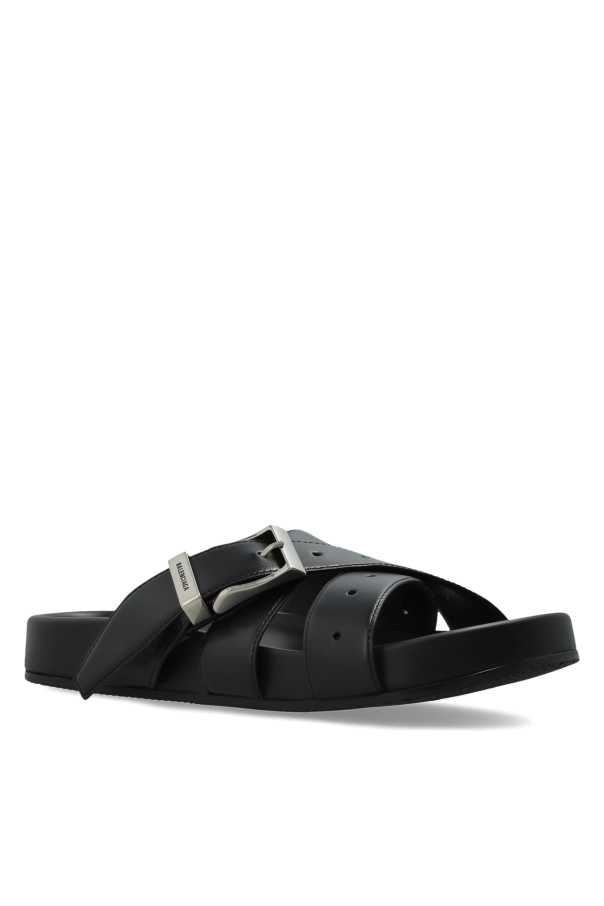 Balenciaga BLACK "Belt" slides 4