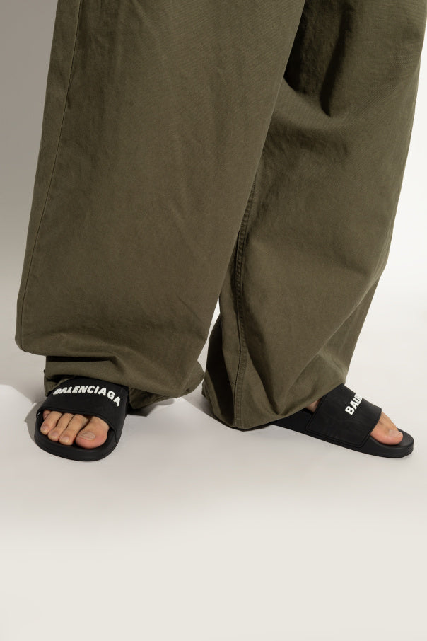 Balenciaga BLACK ‘Pool’ slides with logo 2