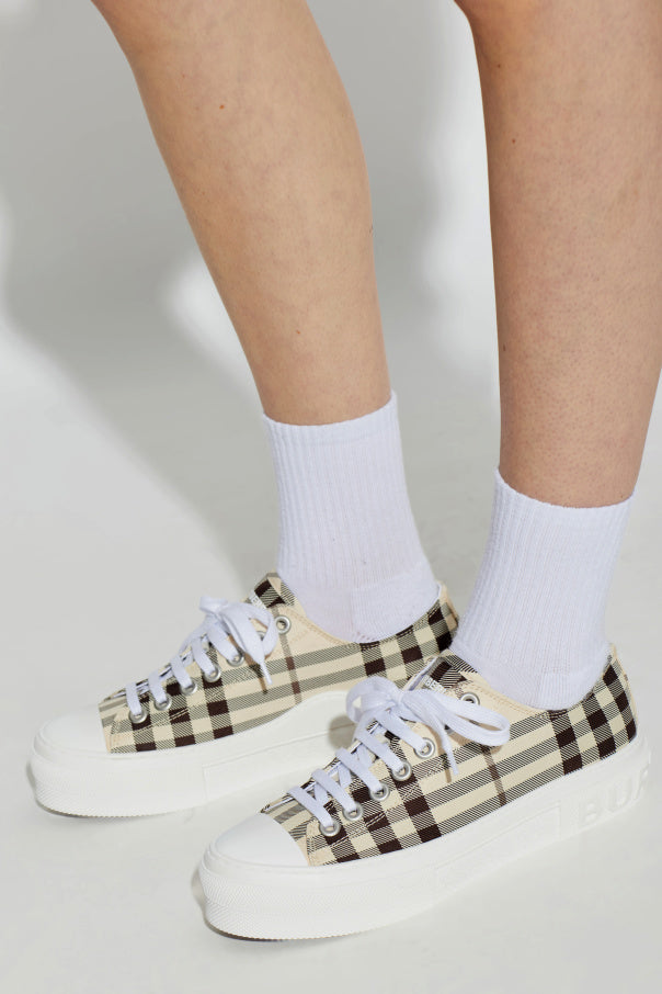 Burberry beige Sports shoes with a check pattern 2