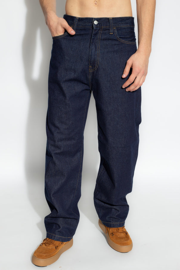 Carhartt WIP NAVY BLUE Jeans with logo 3