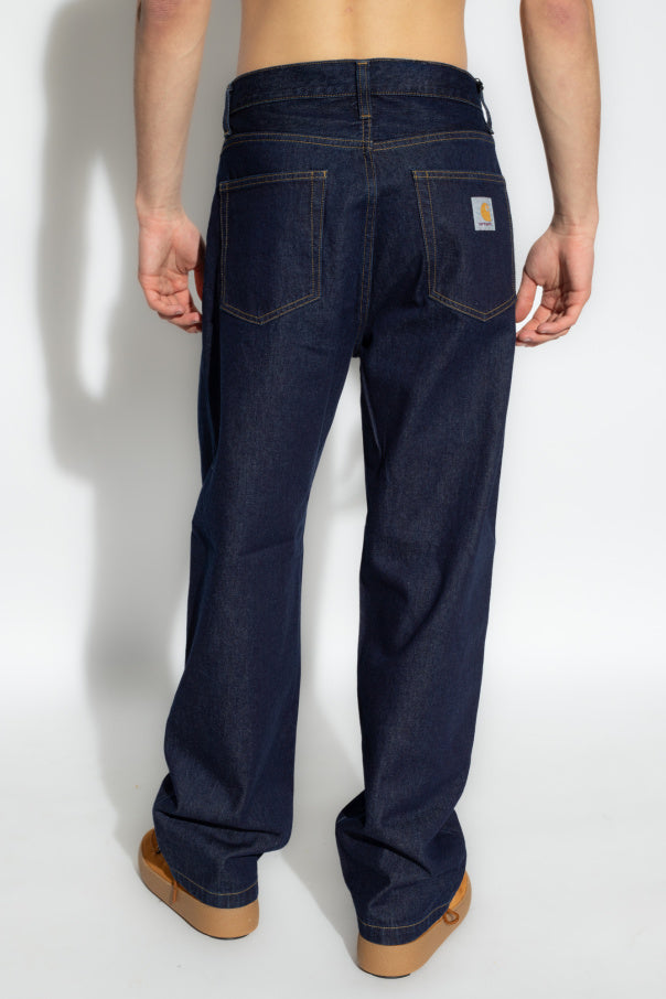 Carhartt WIP NAVY BLUE Jeans with logo 4