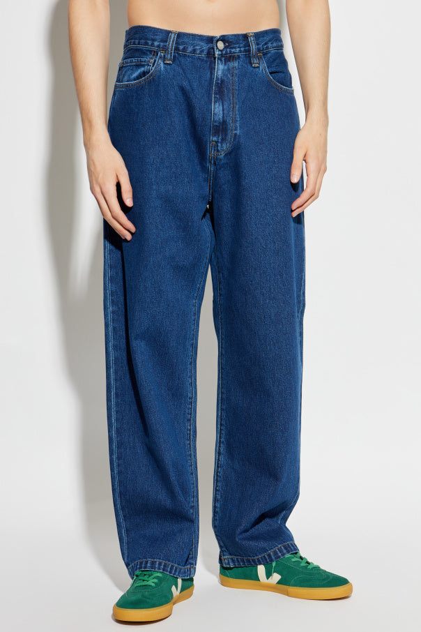 Carhartt WIP NAVY BLUE Jeans with logo 3