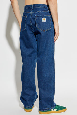 Carhartt WIP NAVY BLUE Jeans with logo 4