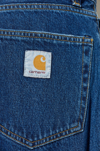 Carhartt WIP NAVY BLUE Jeans with logo 5