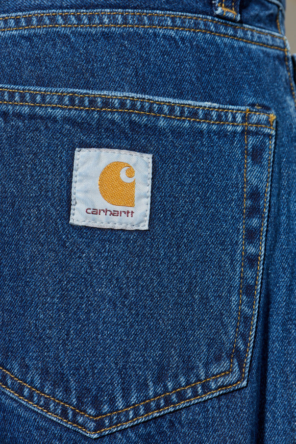 Carhartt WIP NAVY BLUE Jeans with logo 5