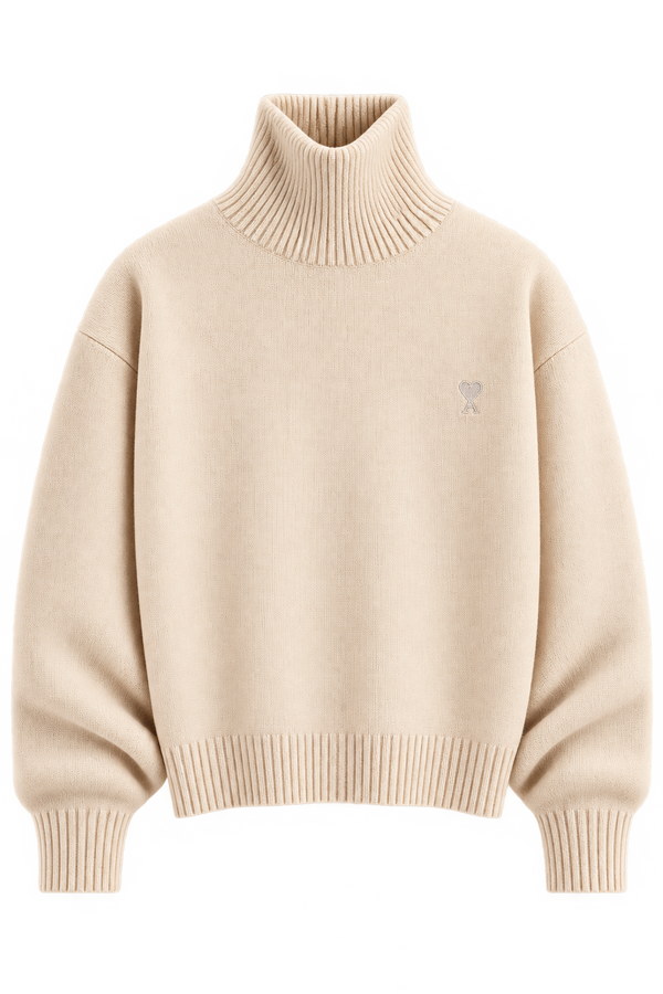 Ami Paris Светр з логотипом Ami De Coeur бежевий