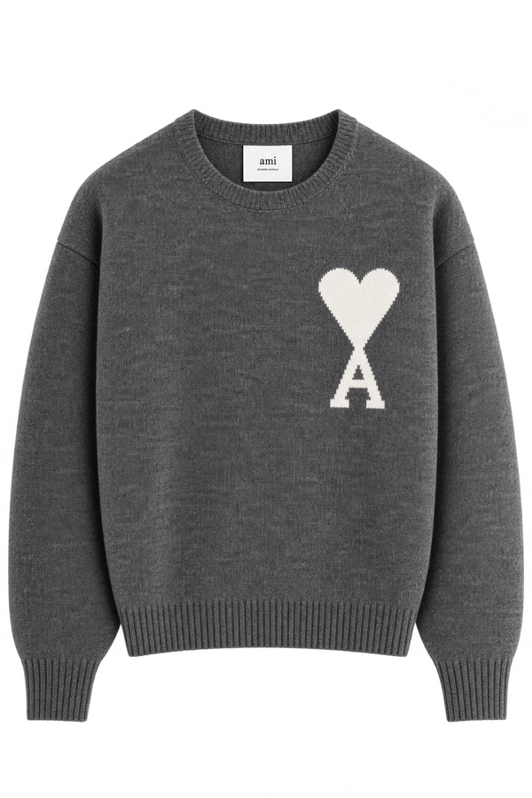 Ami Paris Светр з логотипом Ami De Coeur сірий